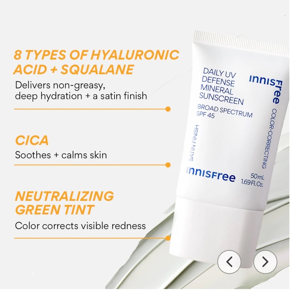 🌿 Innisfree Daily Mineral Sunscreen SPF 45 & Green Tea Seed Hyaluronic Cream Set - Picture 6 of 13